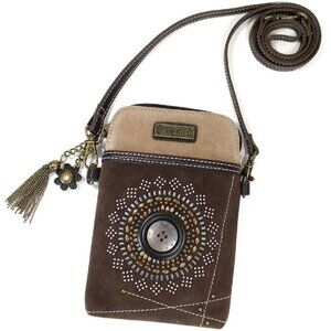 Dazzled Faux Suede Leather Multicolored Cellphone Crossbody Bag for Women